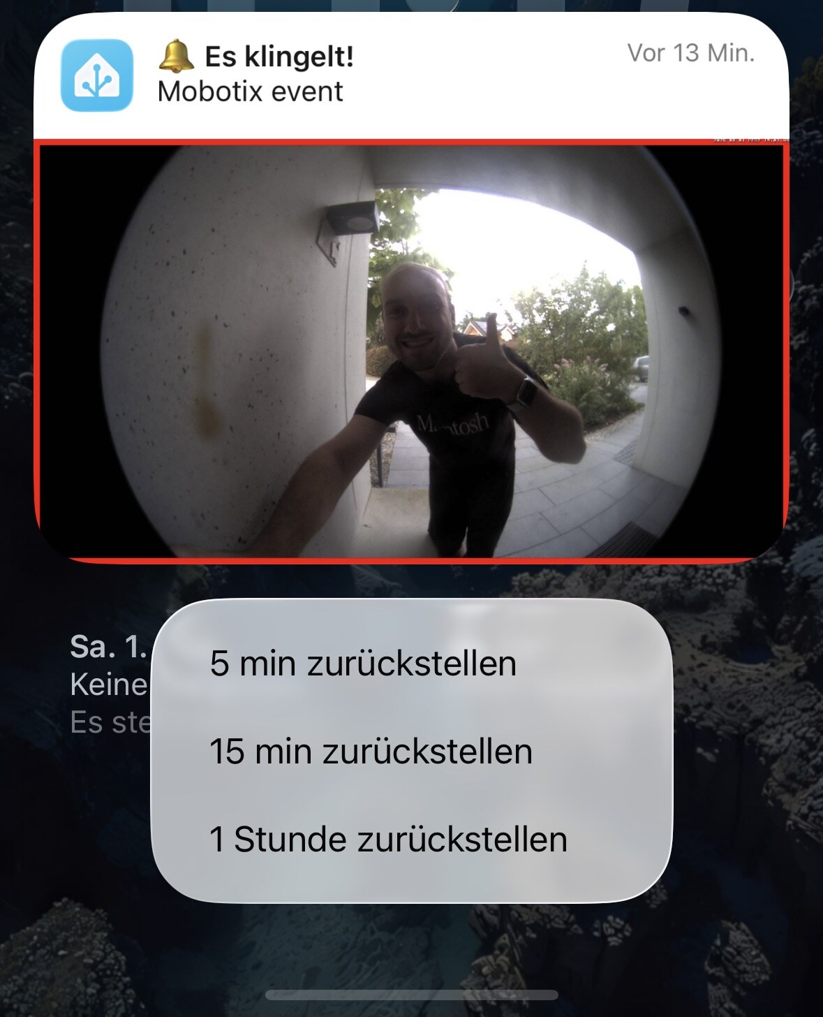 Home-Assistant-Pushbenachrichtigung der Mobotix-Türklingel mit aktuellem Kamerabild